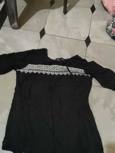 Black Embroidered Tunic Top