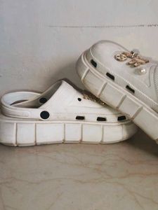 Customized White Clogs with Charms
