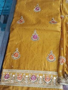 Elegant Mustard Embroidered Suit