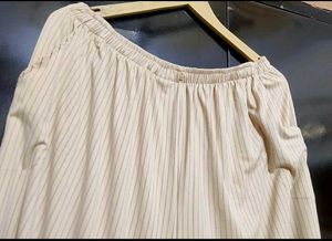Cream Trouser Black Lining Print For 36 Waist