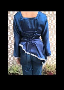 Customisable Navy Corset Style Top