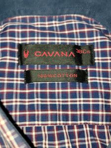 Cavana Checked Shirt Solid Collor With ORANGE STRIP T SHIRT