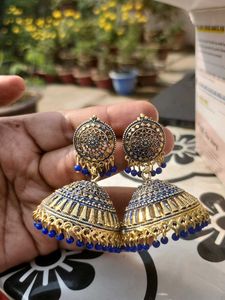 Blue & Gold Jhumka Earrings