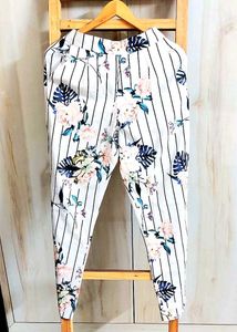 Floral Striped Pants Waist Size-27-28
