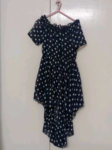 Blue White Dots.. Back Tail Dress For Beach