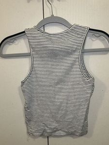 White &amp; Black Striped Tank Top