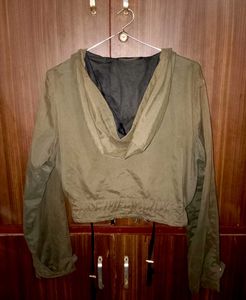 Green Cropped Hooded Jacket