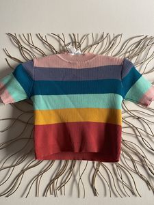 Rainbow Ribbed Knit Top