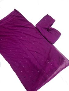 HAND MADE MIRROR WORK PURPLE SAREE