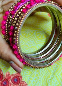 Pink rose flower Bangles (Set of 8) 2-8 size