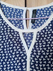 Navy Triangle Print Long Sleeve Top
