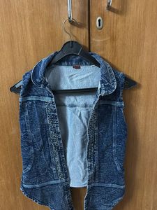 Denim Vest with Rhinestones