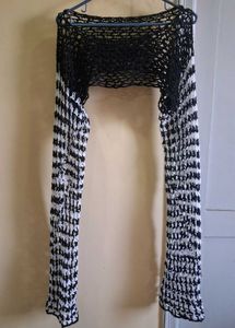 Black &amp; White Knit Bolero (Handmade)