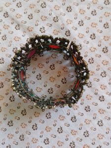 Boho Floral Gemstone Cuff Bracelet