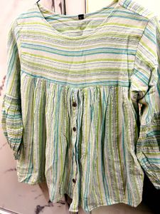 Unused Striped Button-Down Top
