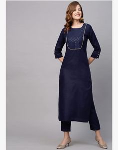 Elegant Navy Blue Kurta Set 5XL plus size