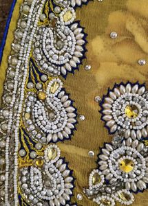 combo Purple Embroidered Blouse with saree and yel