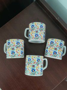 Floral Ceramic Mugs - Set of 4