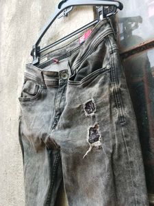 Distressed Gray Wash Jeans