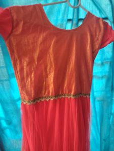 Coral &amp; Gold Embellished Party Dress