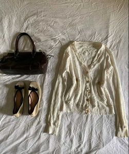 SAVANA Vintage Cream Knit Cardigan💮🌷