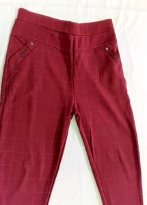 Korean Maroon Jeggings With Pocket