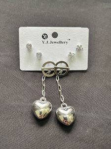 Heart Drop Earrings Set