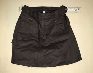 Newme Dark Brown Solid Double Pocket Skirt (SKORT)
