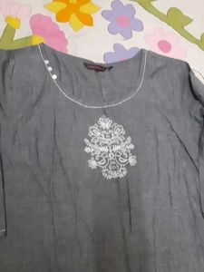 Grey Embroidered Kurta