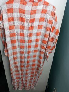 Orange &amp; White Plaid Button-Down