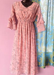 Floral Print Ruffle Sleeve Dress