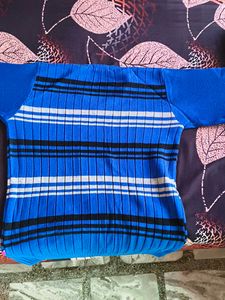 Striped Blue V-Neck Sweater