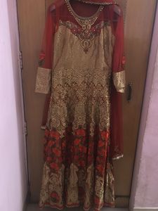 Elegant Gold & Red Anarkali
