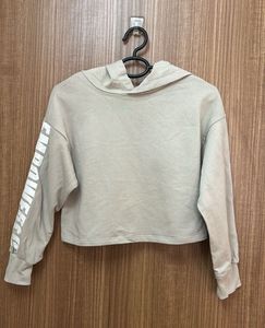 Crop Hoodie With Printed Sleeves