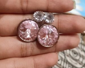Pink Stone Earrings Small