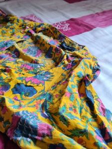 Yellow tie-knot slit anarkali Kurti