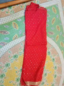 Elegant Red Embellished Saree