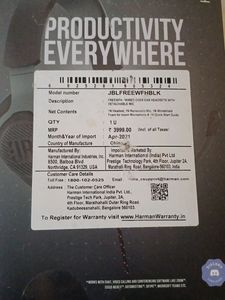 JBL harman Headphones with Detachable Mic, Freewfh