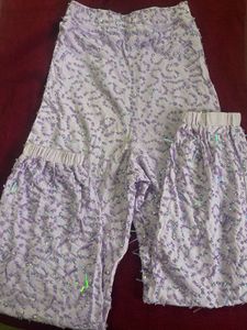 Lilac Beaded Top &amp; Jogger Set Party Wear