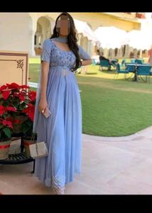 Light Blue Georgette Duptta With Anarkali Suit