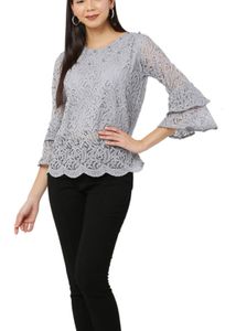 Party Self Design Women Grey Top