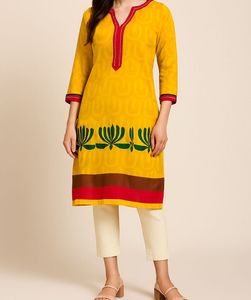 Yellow Printed Kurta