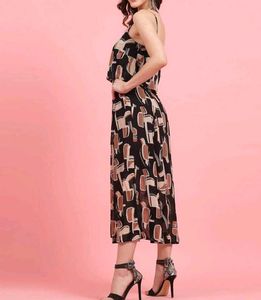Black Printed Aline Dress 👗