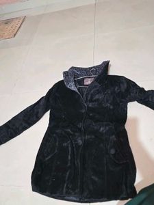 Cherrific Black Velvet Leopard Print Coat