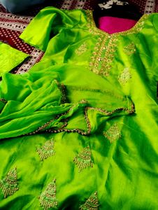 Golden embroidery Work Kurta Salwaar With Duptta