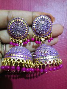 Purple Jhumka Earrings