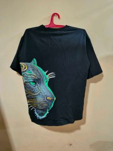 tiger double side print down shoulder t shirt