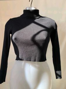 Black Turtleneck Crop Top