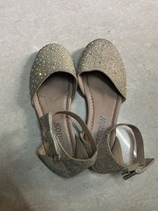 Sparkly Gold Ankle Strap Flats