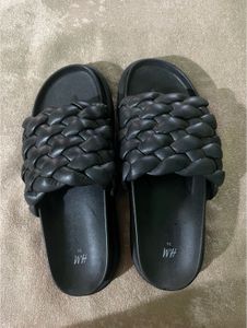 H&amp;M women black braided slides